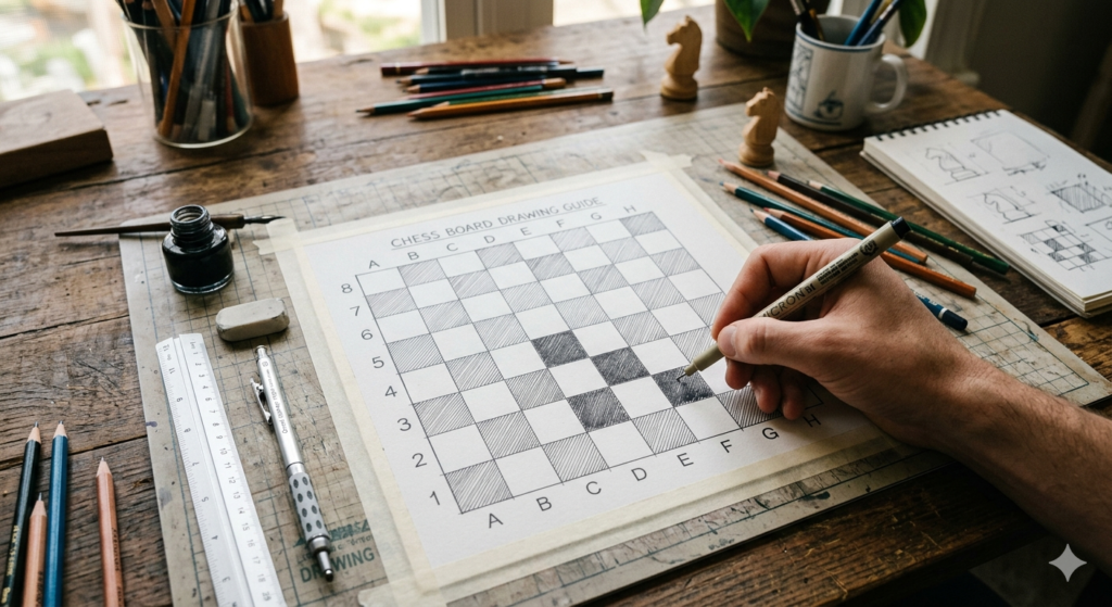 chess board drawing